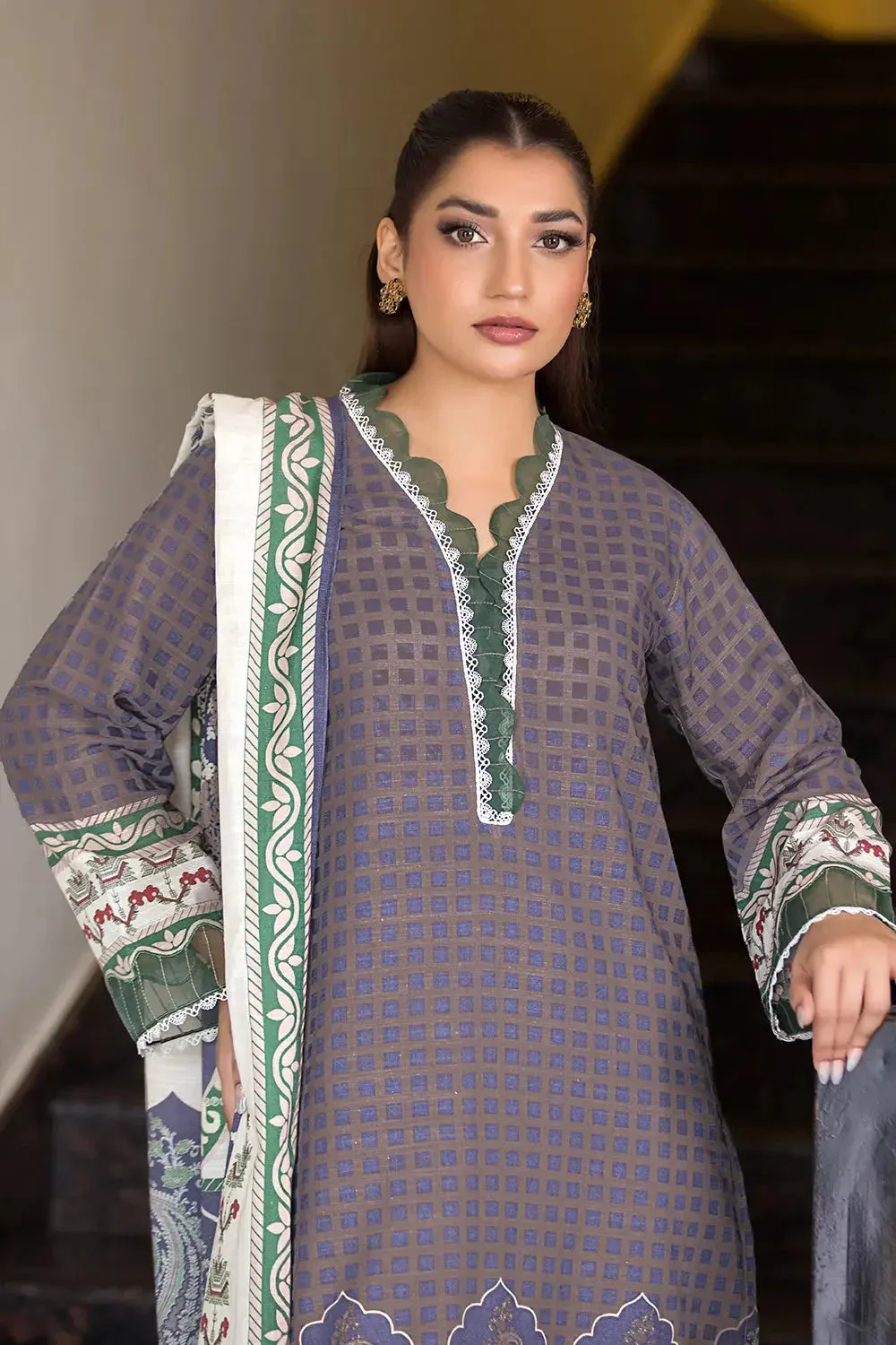 3PC Printed Unstitched Khaddar Suit KKH-2868