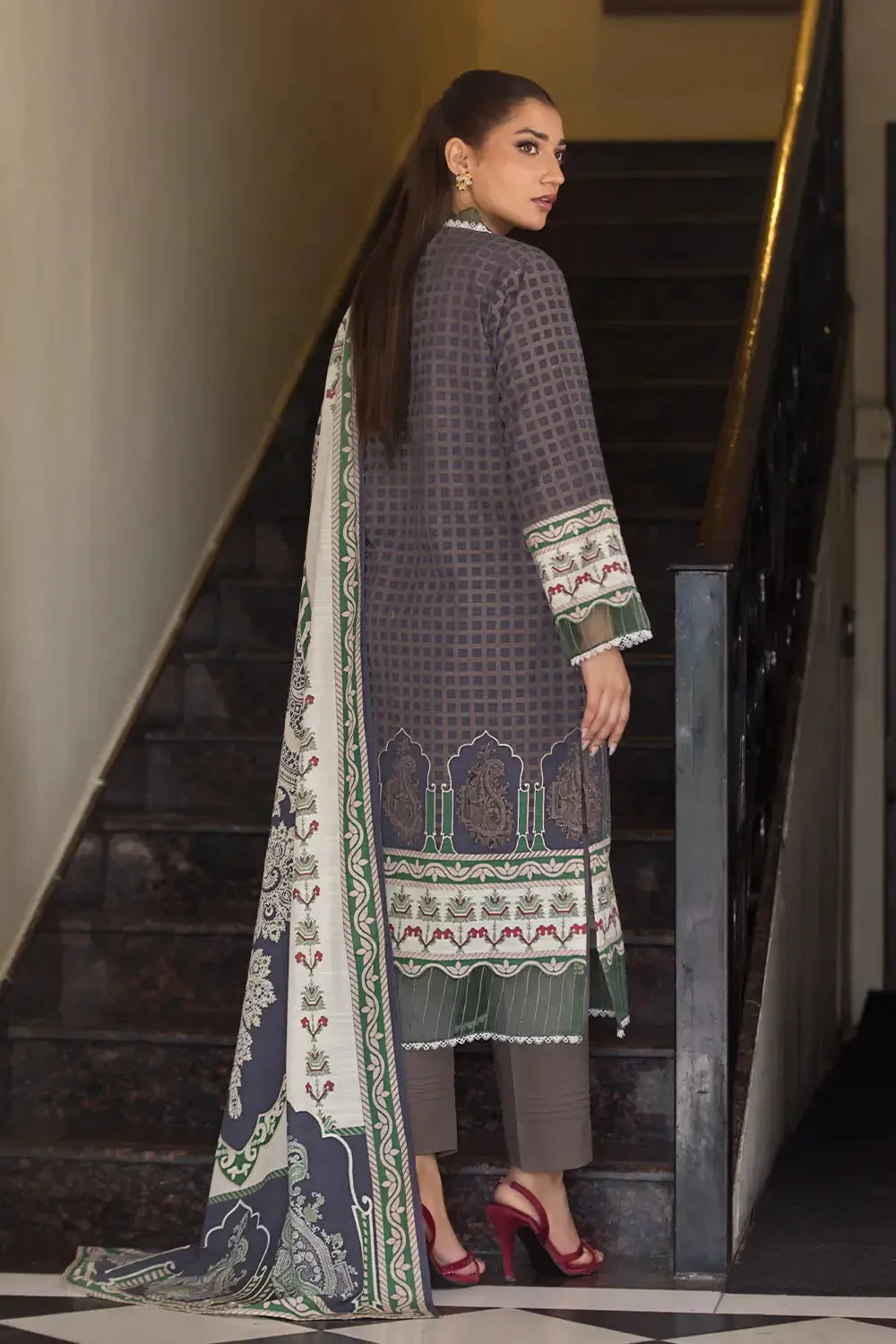 3PC Printed Unstitched Khaddar Suit KKH-2868
