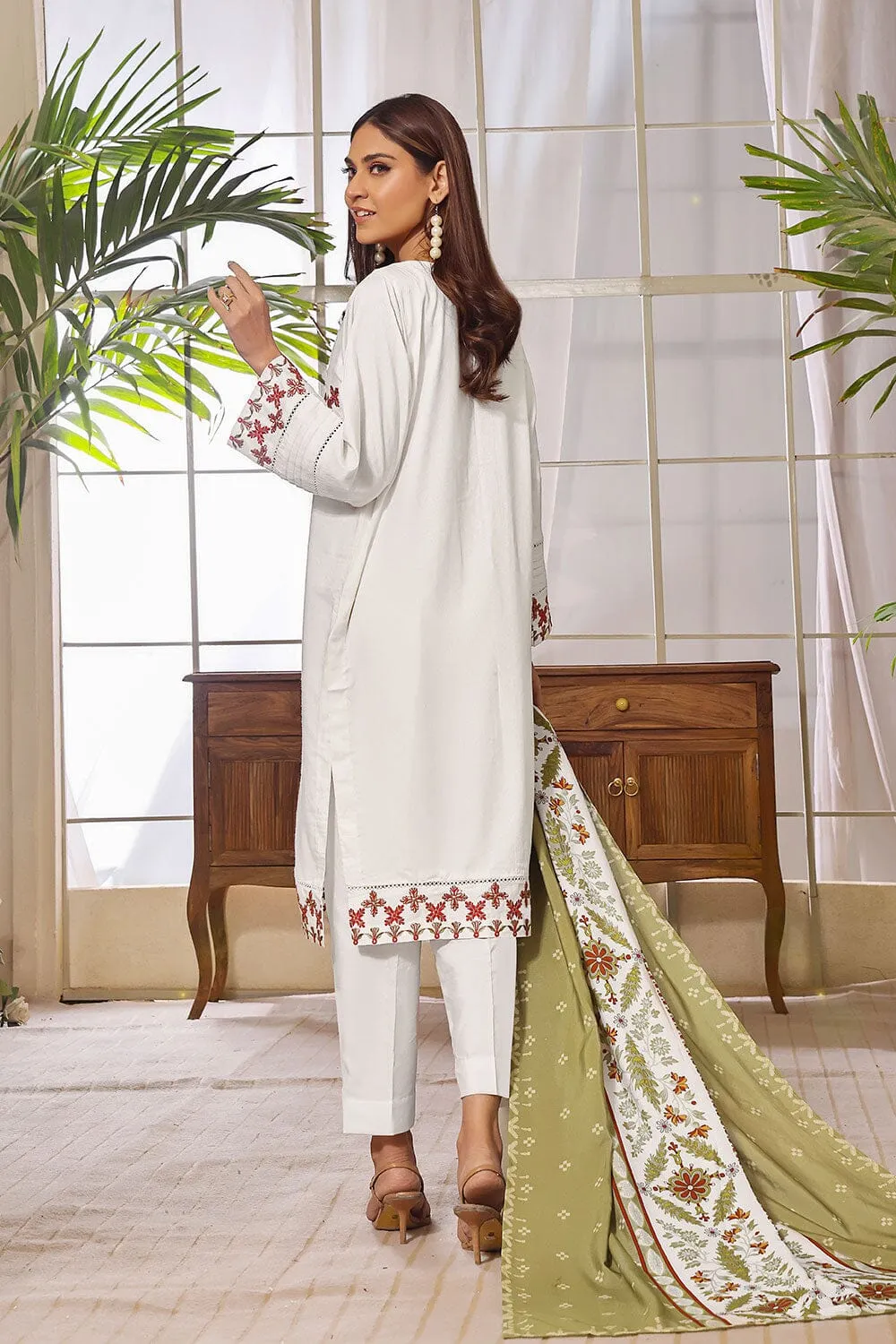 3PC Unstitched Embroidered Jacquard Linen Suit KJE-2282