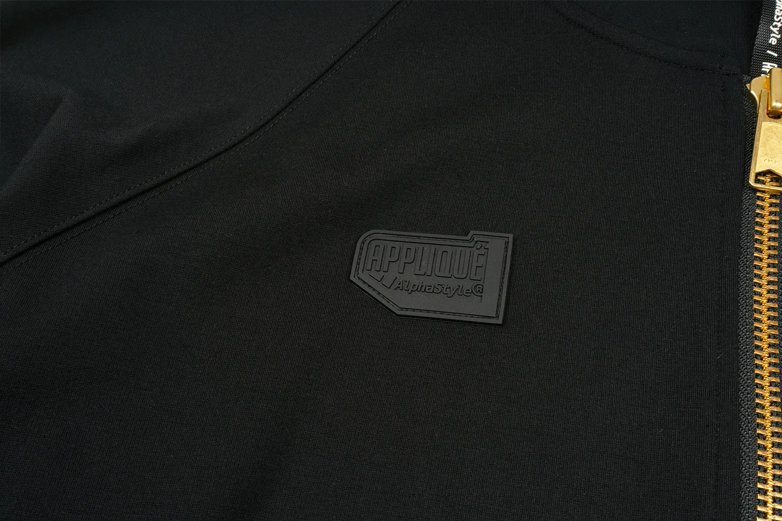 ALPHA STYLE APPLIQUE CAMDEN ZIP UP JACKET (BLACK)