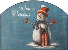 Americana Snowman Garden Sign