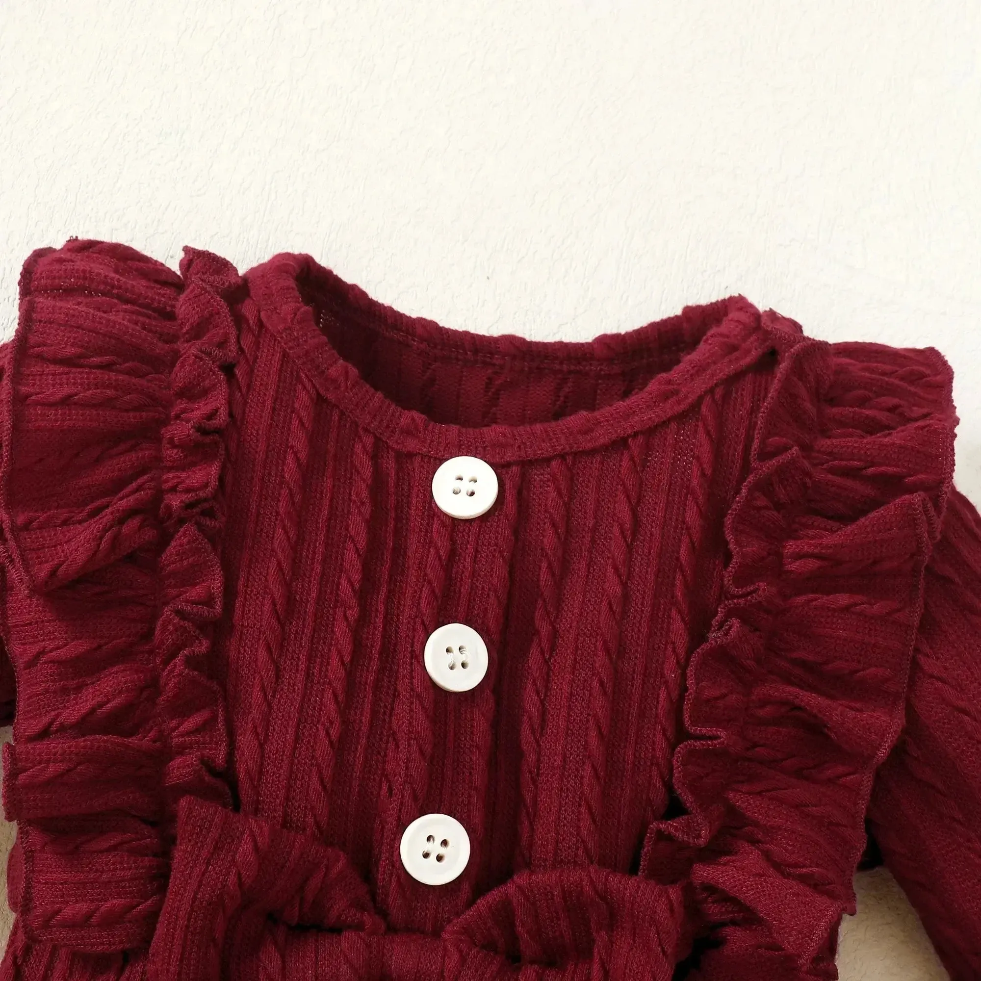 Autumn Newborn Girls Long Sleeve Romper Long Pants-Headband Set