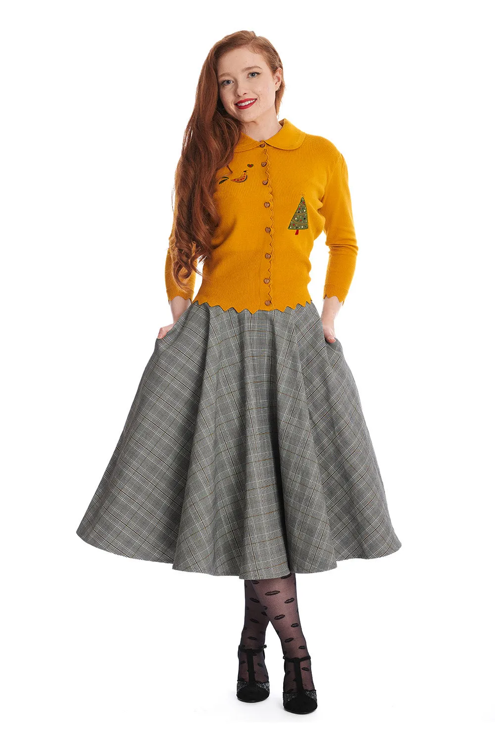 Back to Business Plaid Circle Skirt by Banned