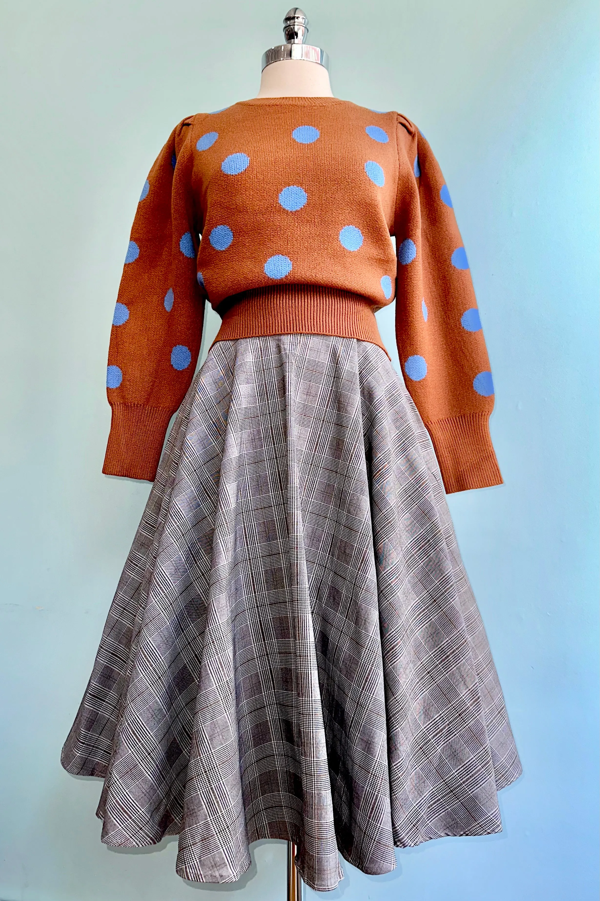 Back to Business Plaid Circle Skirt by Banned