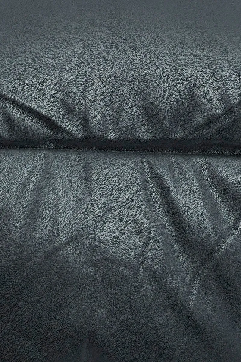 Black Jacket Zip Thru Long Sleeves Faux Leather