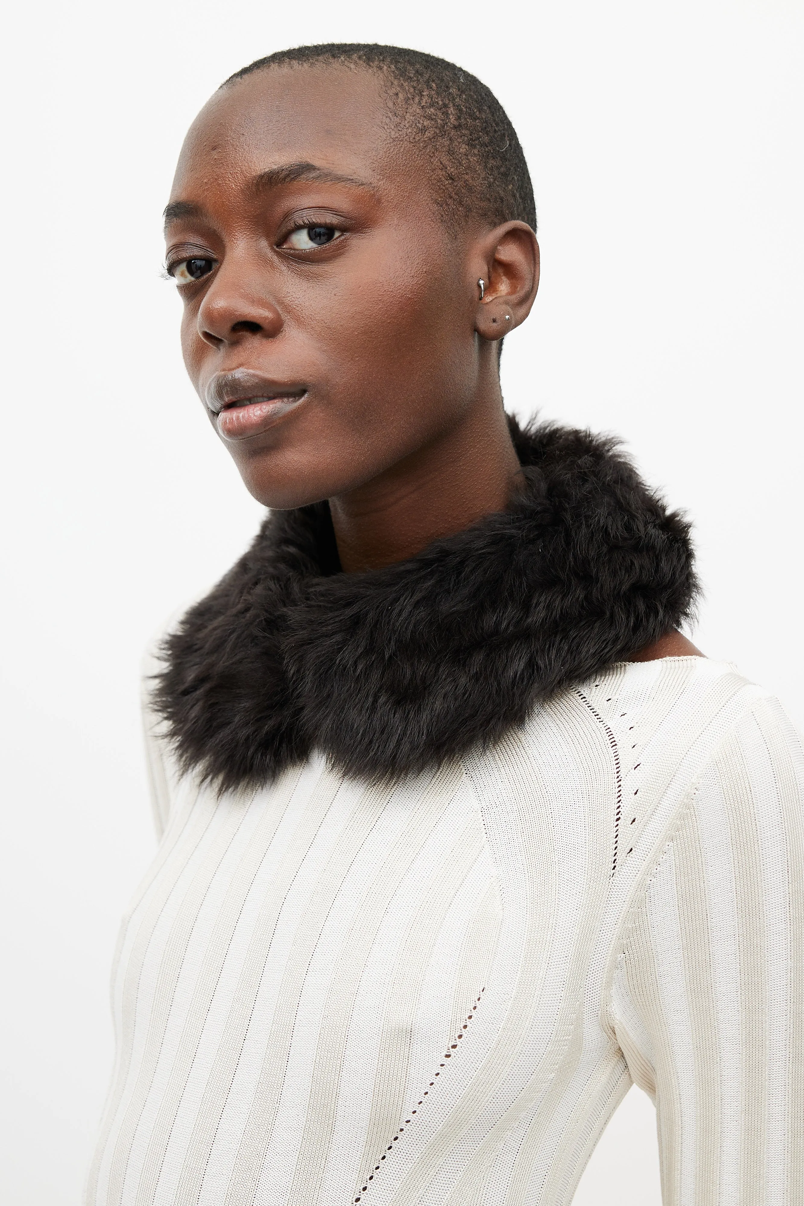 Black Leather Fur Collar