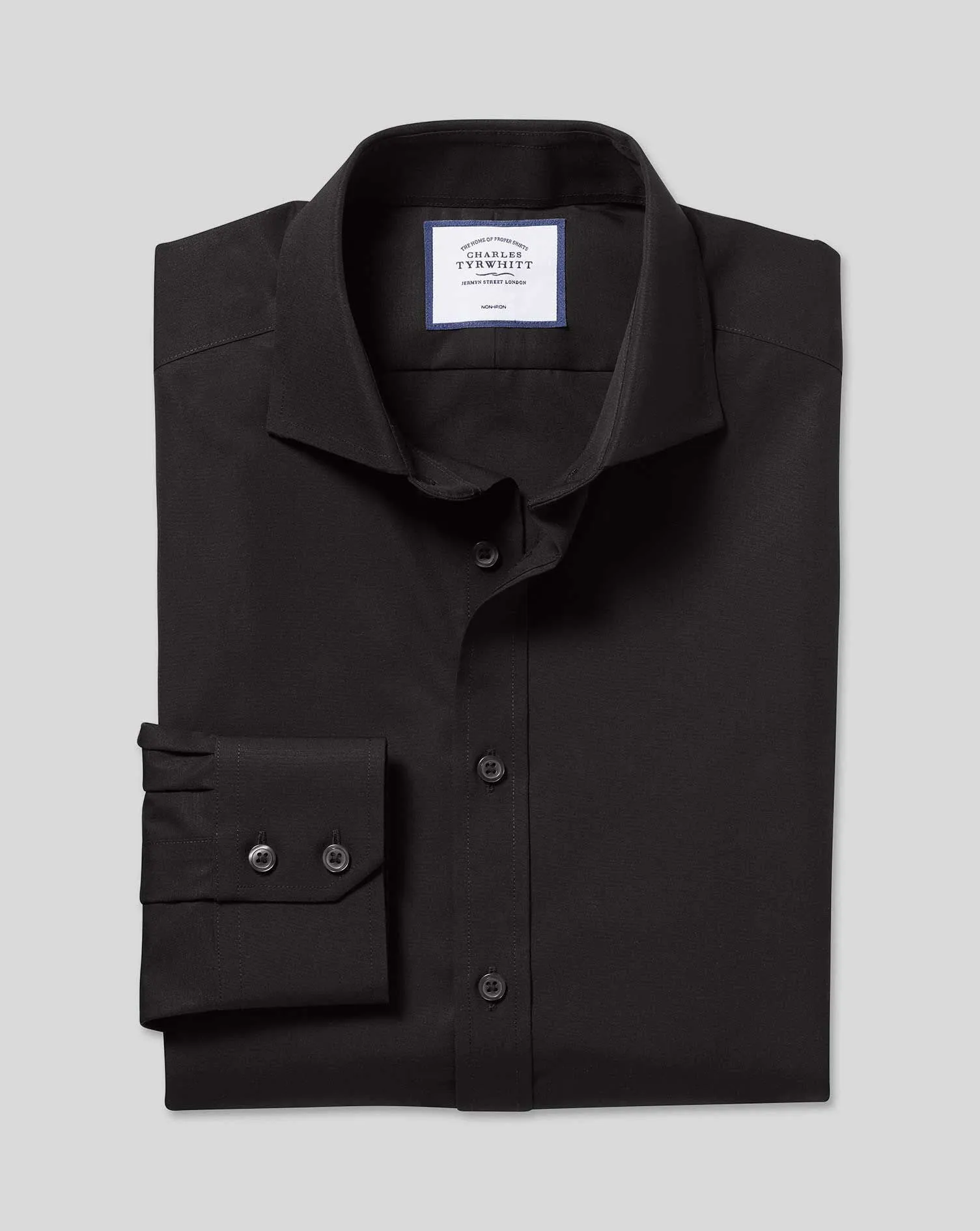 BLACK NON-IRON POPLIN CUTAWAY SLIM FIT SHIRT