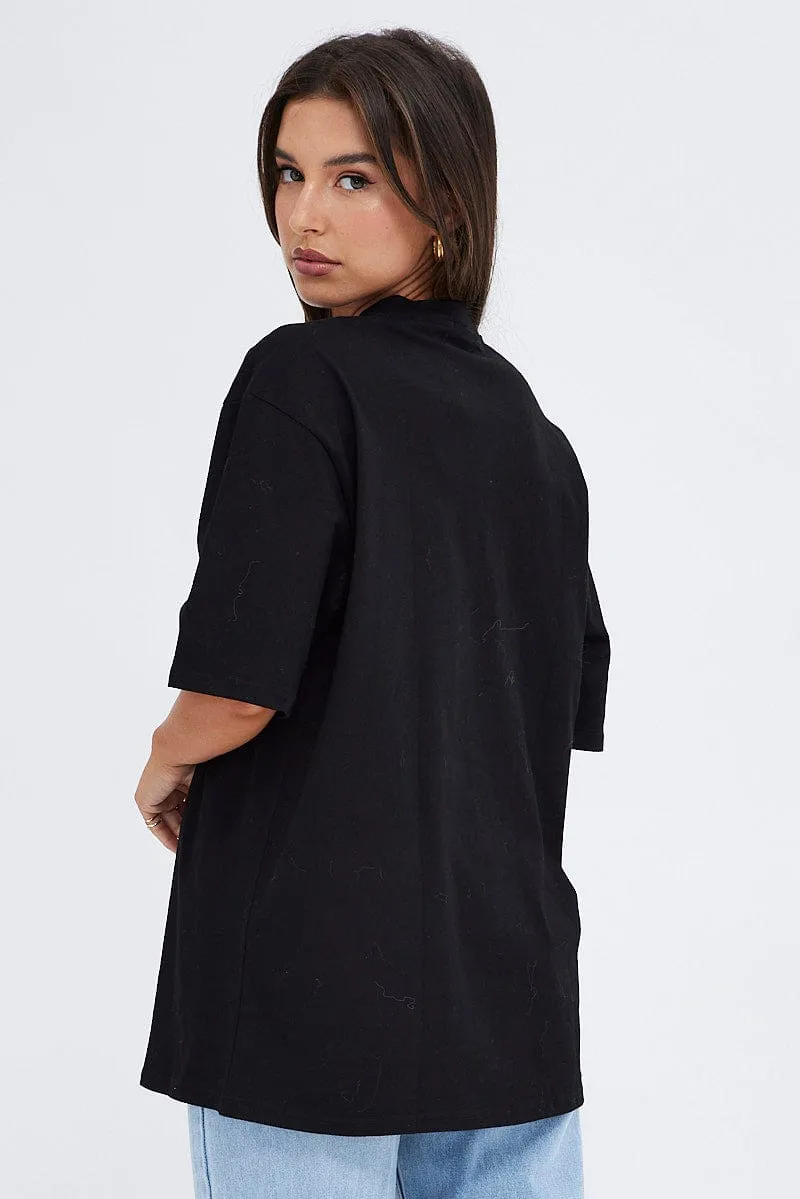 Black T Shirt Short Sleeve Crew Neck Indianapolis