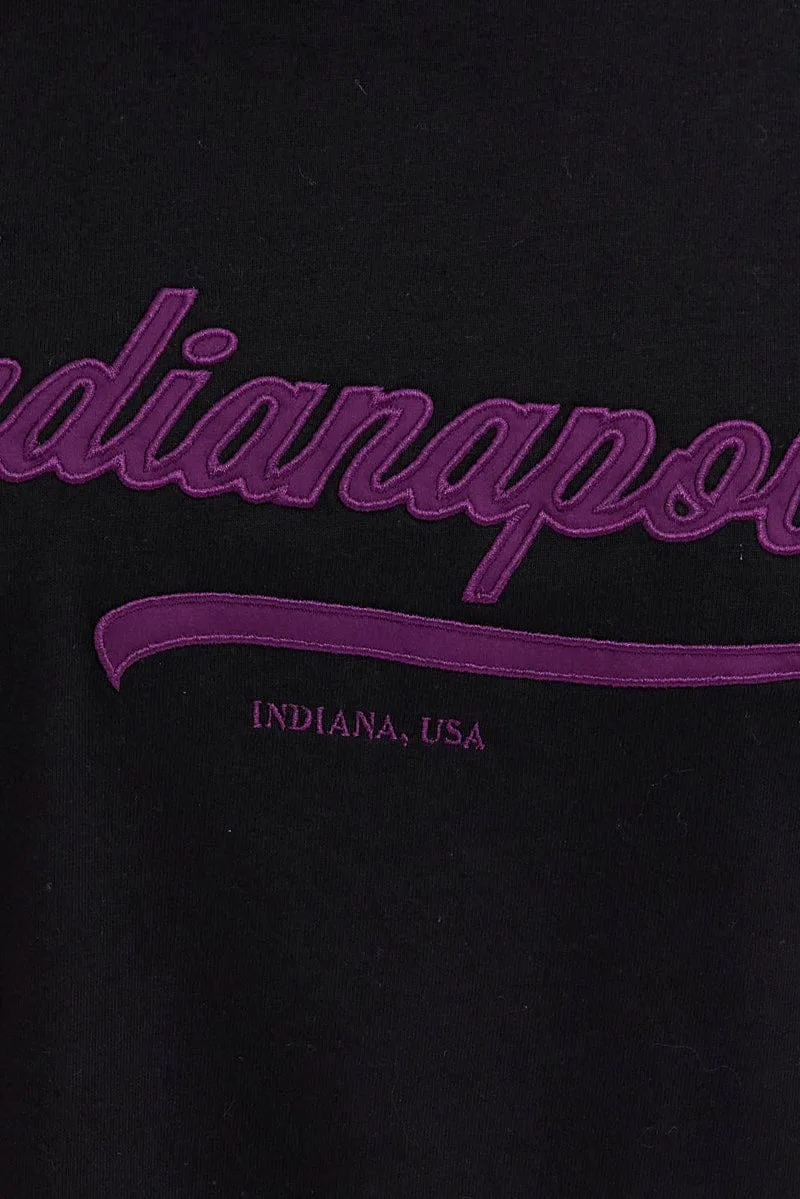 Black T Shirt Short Sleeve Crew Neck Indianapolis