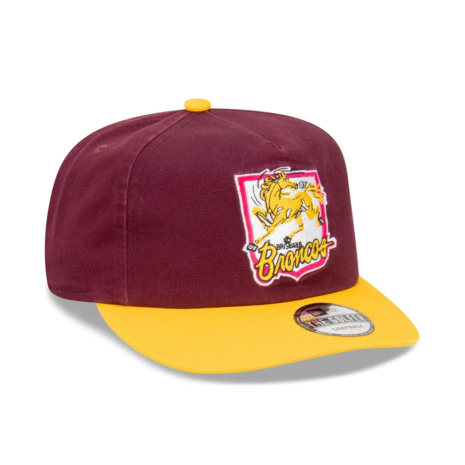 Brisbane Broncos Official GOLFER Retro Flat Cap Snapback Heritage Classic NRL Rugby League By New Era