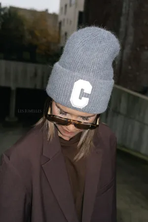 'C' beanie grey
