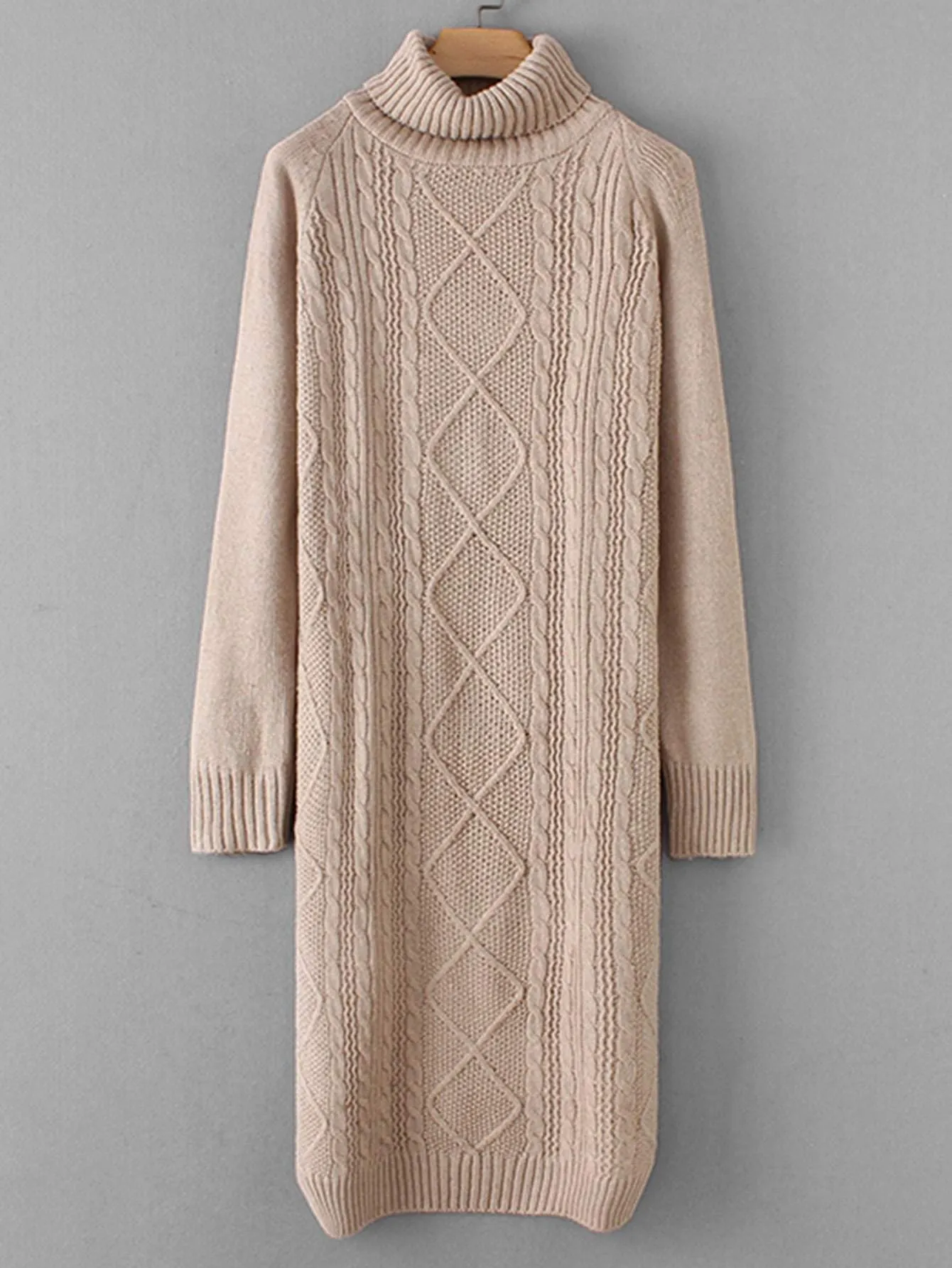 Cable Knit Raglan Sleeve Jumper Dress