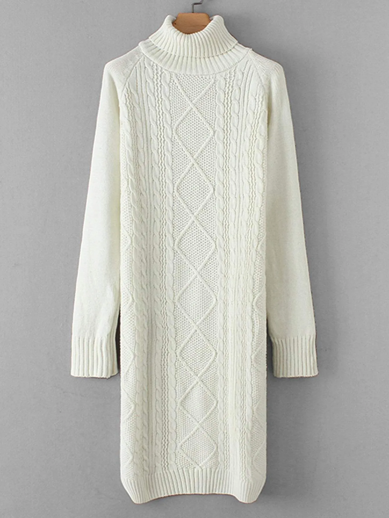 Cable Knit Raglan Sleeve Jumper Dress