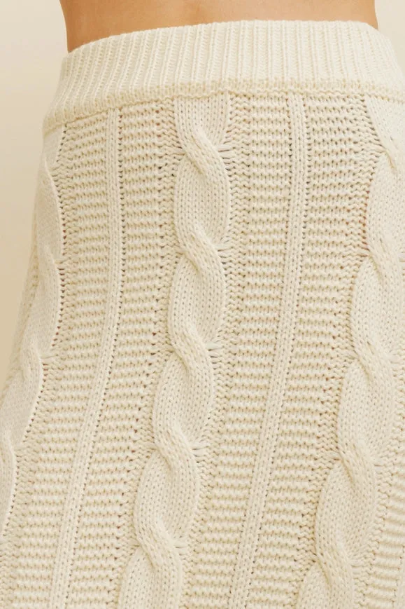Cable Knit Side Slit Skirt