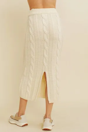 Cable Knit Side Slit Skirt
