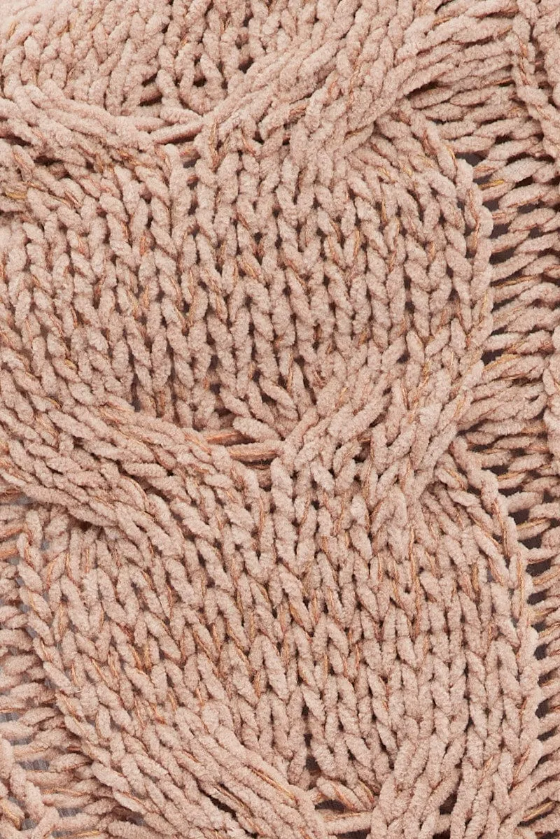 Camel Longline Cable Knit Cardigan