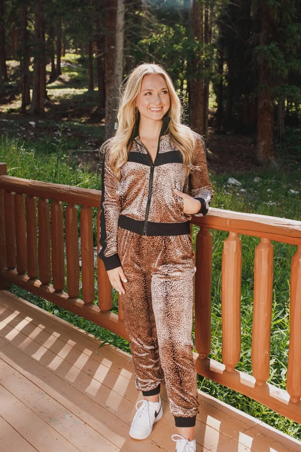 Carmela Velour Track Jacket - Roar