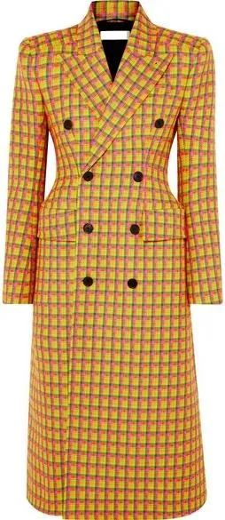Checked Double-Breasted Wool Coat