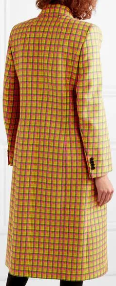Checked Double-Breasted Wool Coat