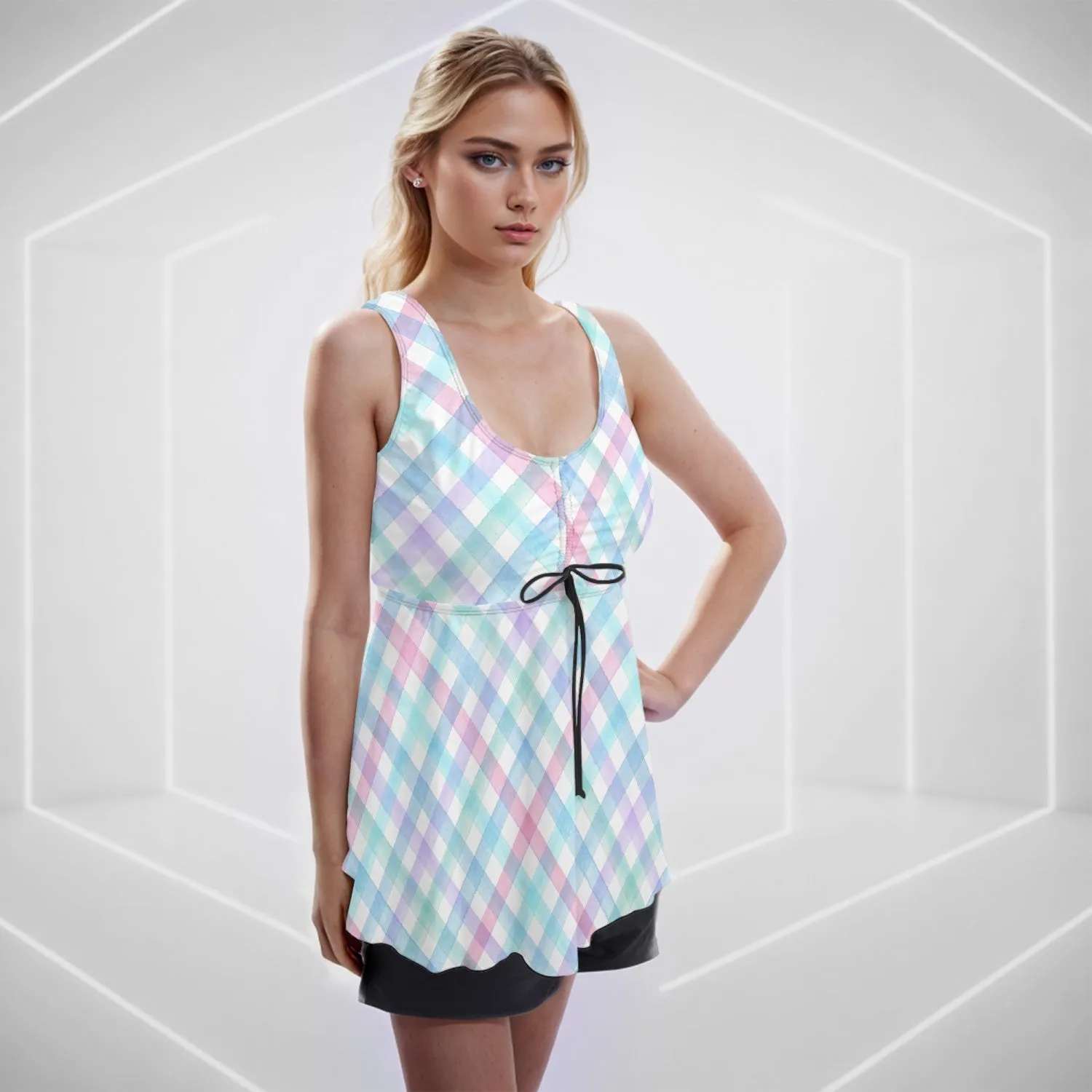 Checkered Chic | Women's Two-Piece Swimsuit