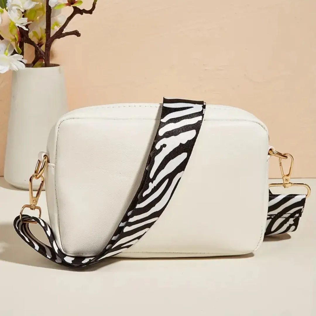 Chic Companion - Trendy Crossbody Bag with Zebra Strap
