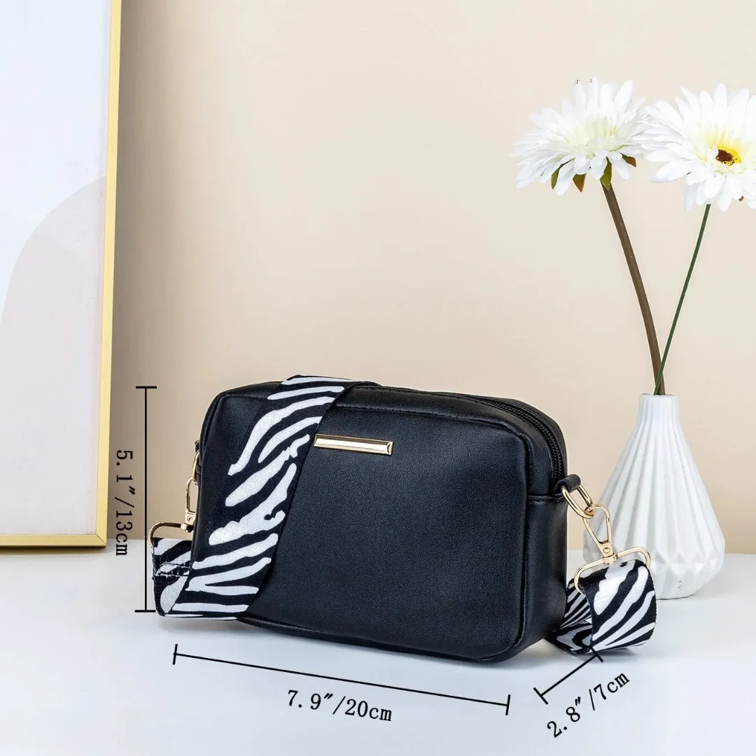 Chic Companion - Trendy Crossbody Bag with Zebra Strap