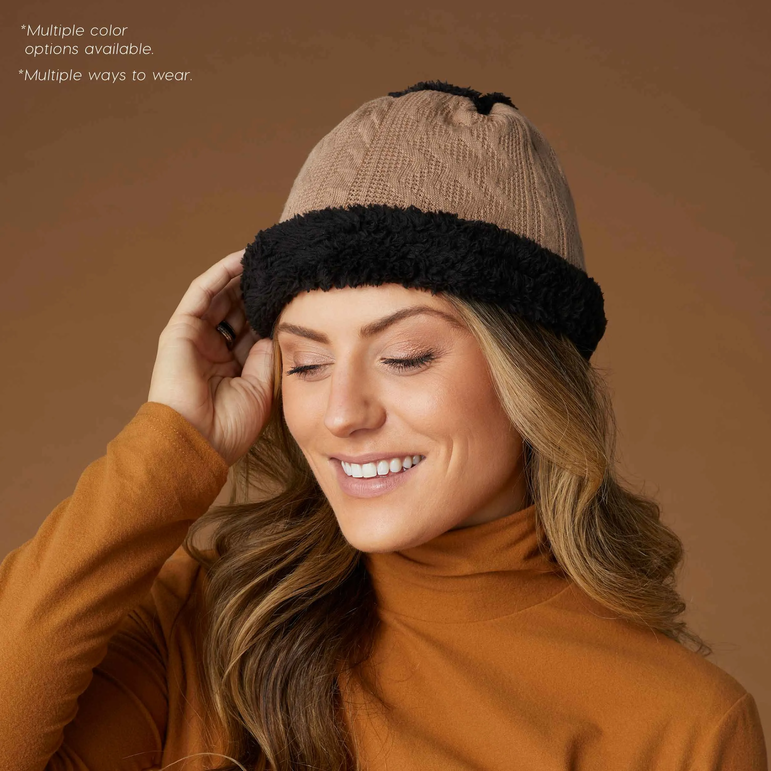 Convertible Snood with Sherpa - Black