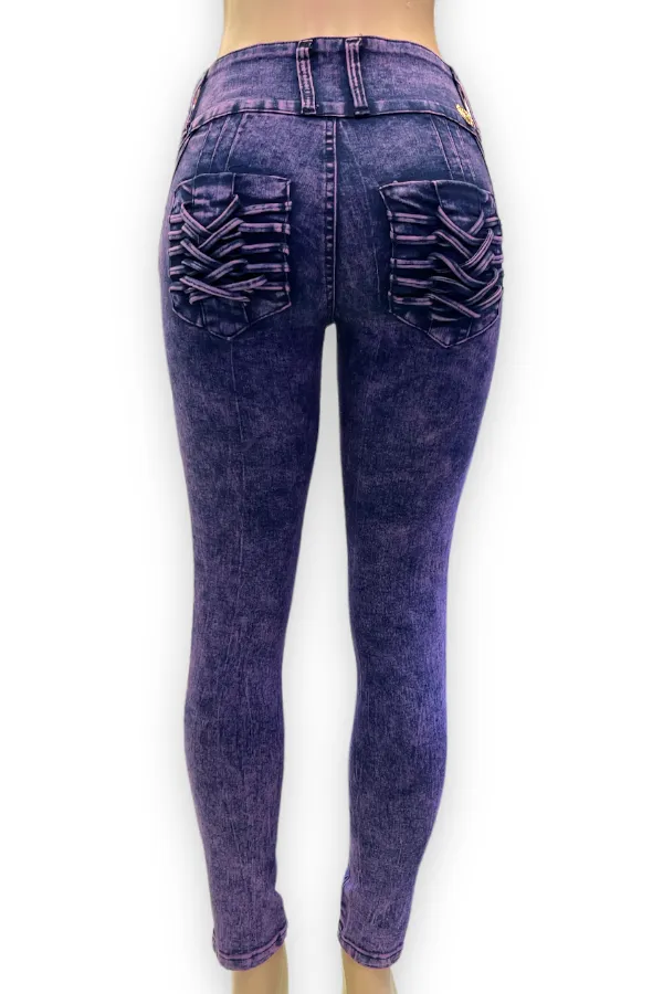 Cutie Pie Push Up Purple Washed Jeans