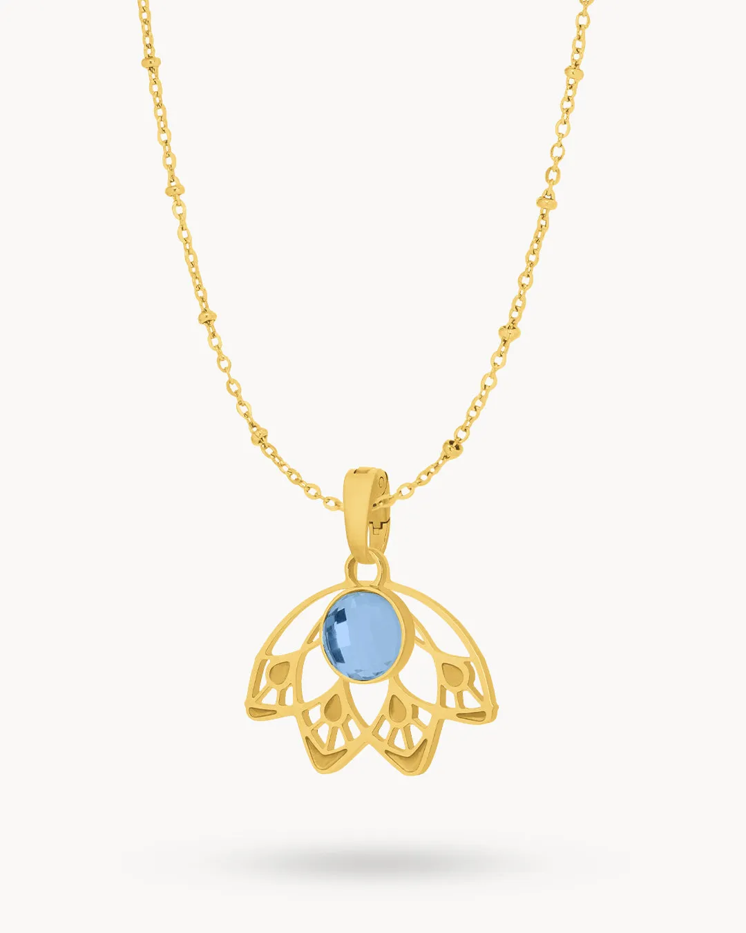 December Feather Fan Birthstone Necklace Set