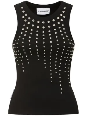 Des Phemmes   Embellished ribbed jersey tank top 