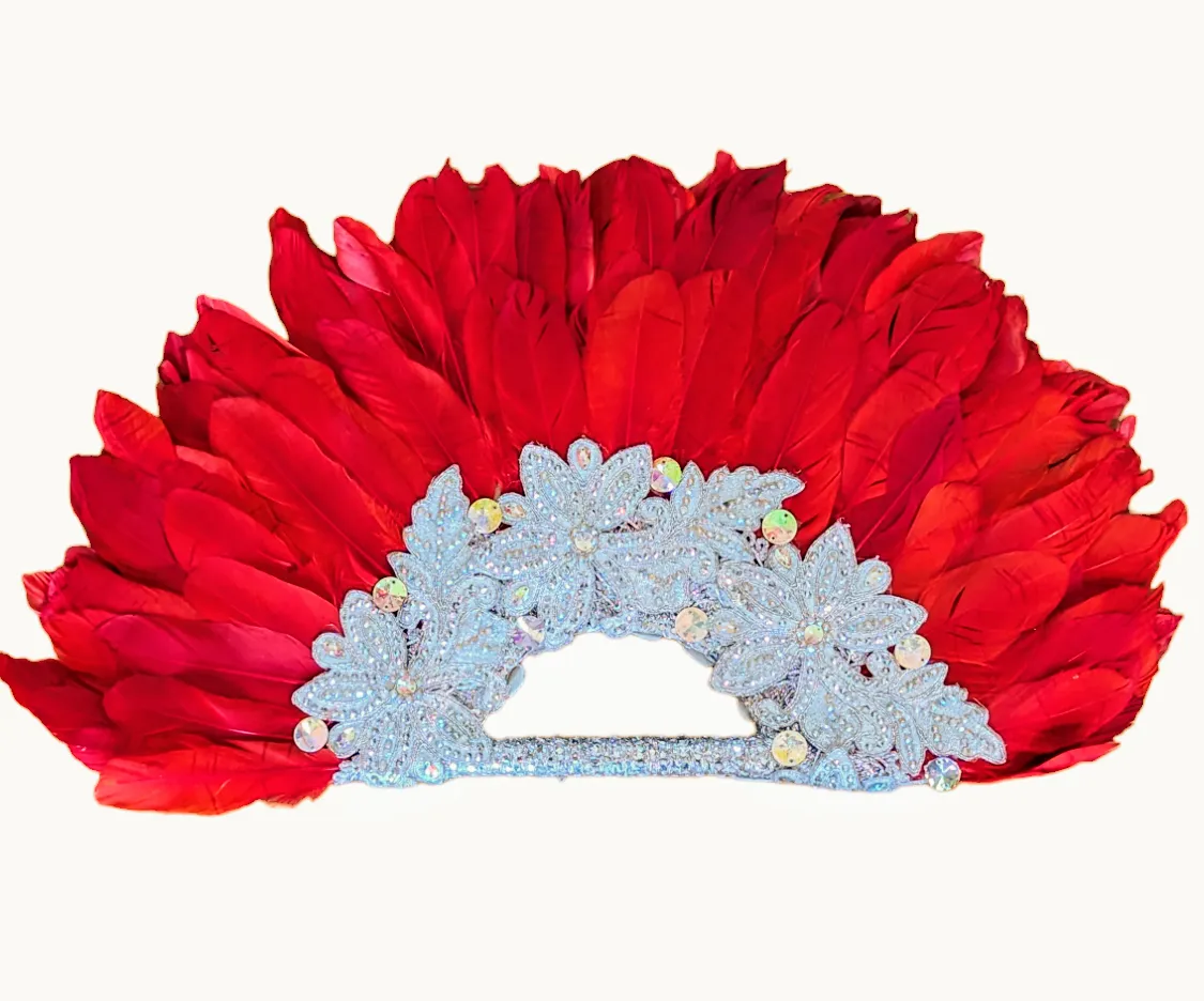 Dupsie's Abara Elegance majestic Red Nigerian African Wedding Feather Fan DPFFRS8