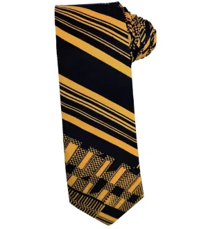 Dupsie's Adom Elegance Black and Gold African Print Kente Necktie and Pocket Square Set-DP4091NT