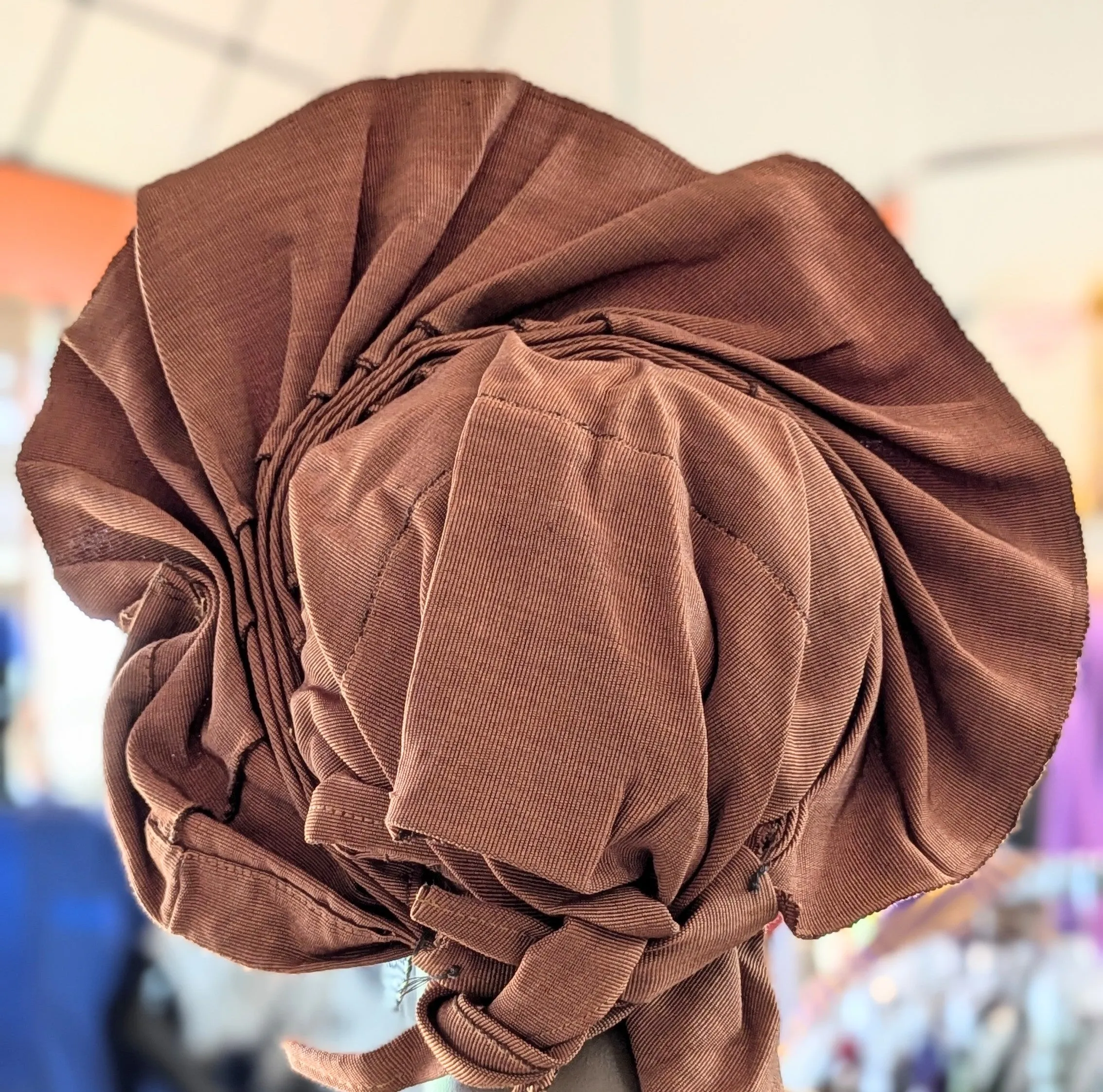 Dupsie's African Adeola Chocolate Brown Aso Oke Autogele Ready Gele Head wrap Hat DPAGAB50