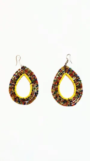 Dupsie's Amani Maasai Multicolored African beaded Hoops DPJAMNH2