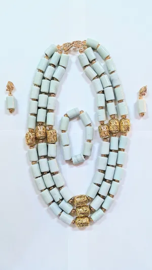 Dupsie's Ayooluwa Ileke African Bead Necklace, Bracelet and earrings Set DPILBIJS
