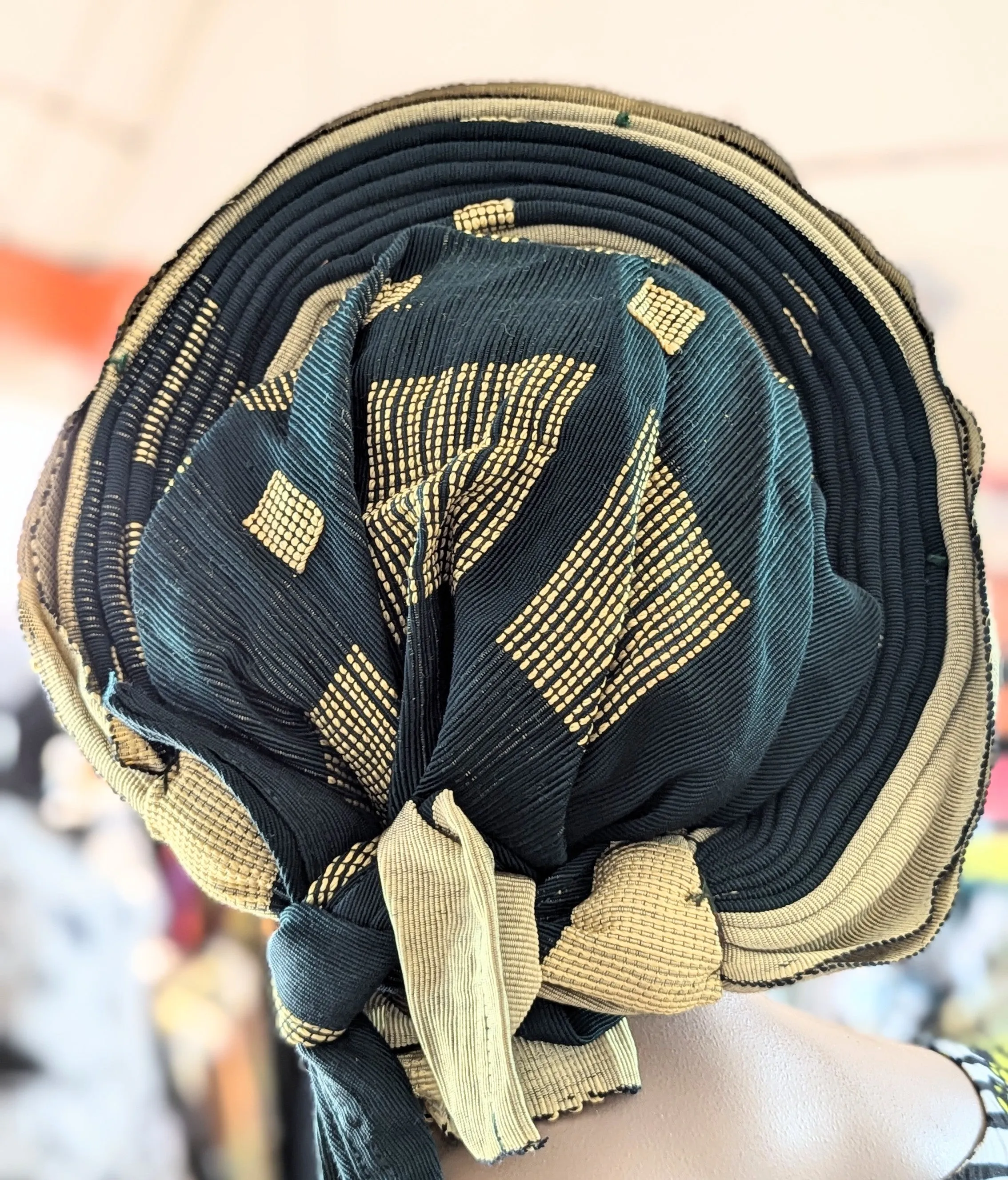 Dupsie's Iyaniwura Elegance African Aso Oke Autogele Ready Gele Head Wrap Hat DPASGBG52