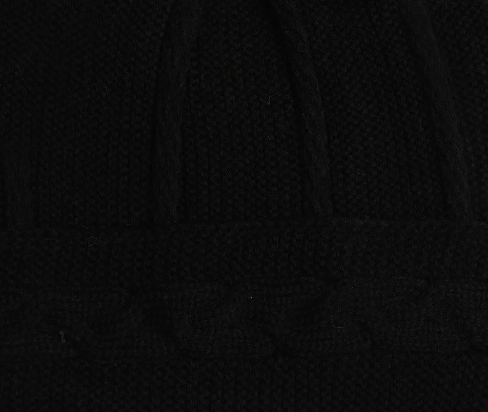 FabSeasons Acrylic Black Woolen Winter skull cap for Girls & Women