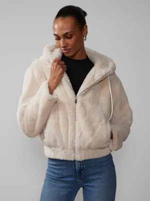 Faux Fur Hooded Bomber Jacket