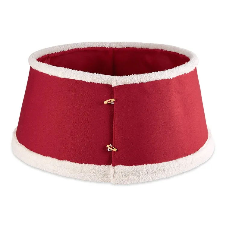 Faux Fur Trimmed Holiday Tree Collar - Red