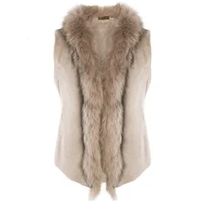 Fur & Faux Suede Gilet (One Size) - Dark Mocha