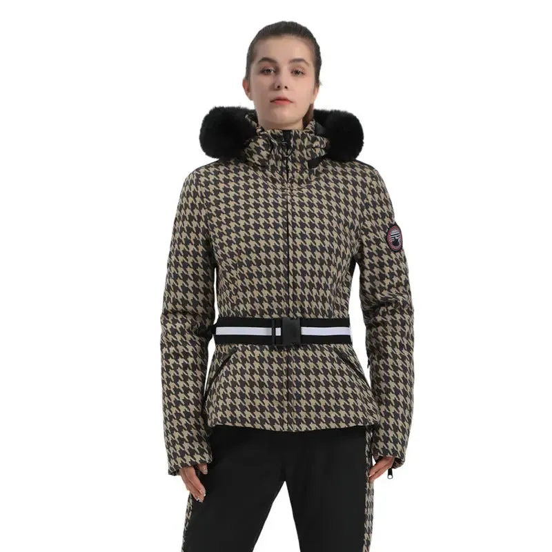 Fur Collar Ski & Snowboard Puffer Jacket with Detachable Hat