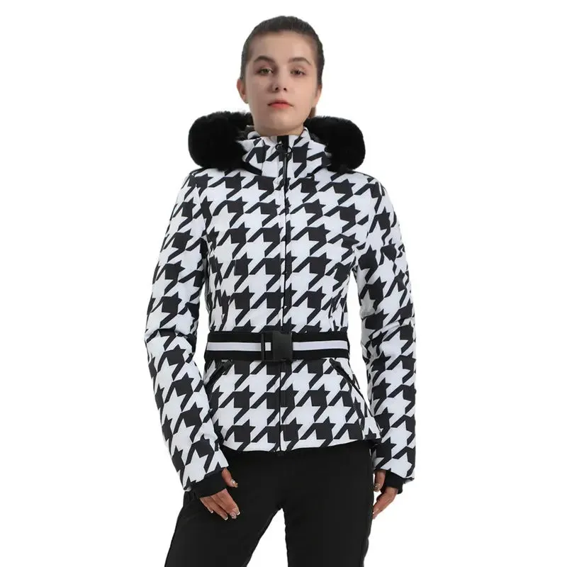 Fur Collar Ski & Snowboard Puffer Jacket with Detachable Hat