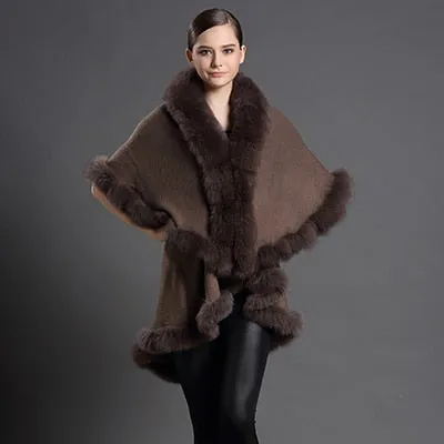 Genuine Fox Fur Collar Coat  Poncho