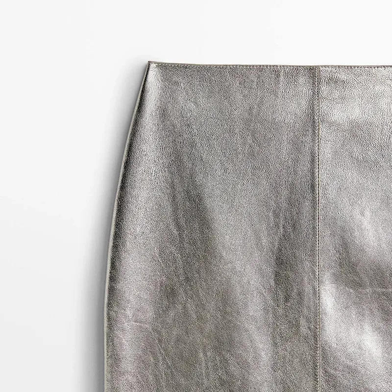Genuine Leather Silver Skirt
