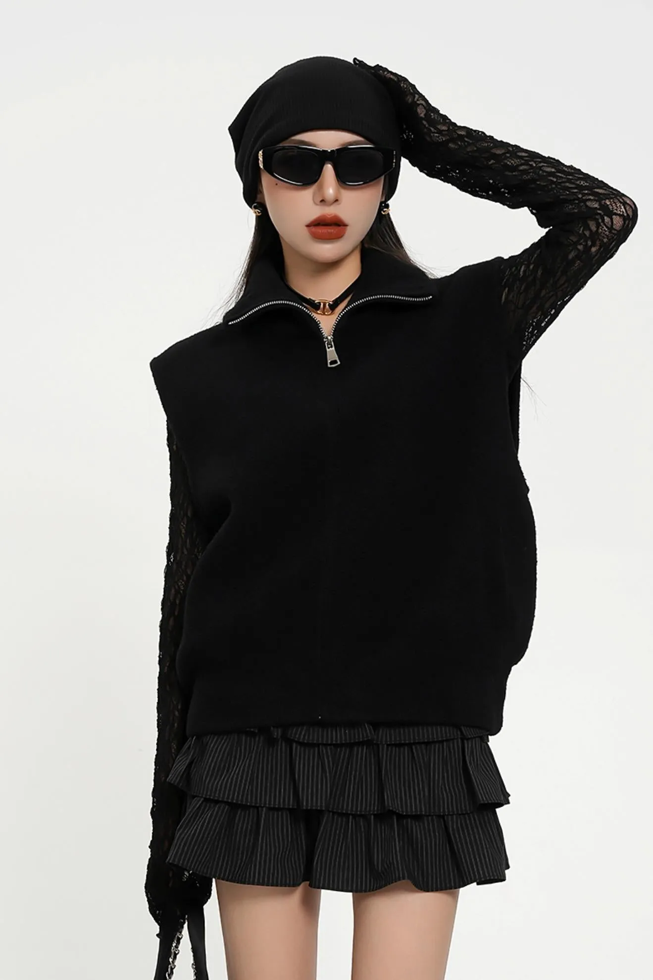 Gothic-Inspired Quarter-Zip Vest