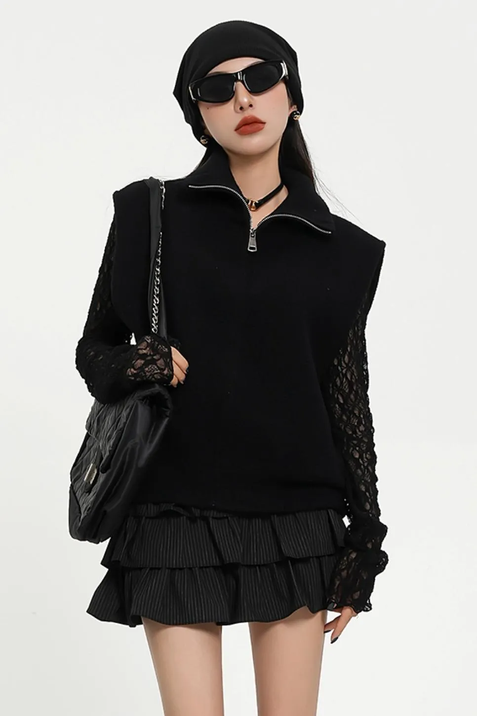 Gothic-Inspired Quarter-Zip Vest