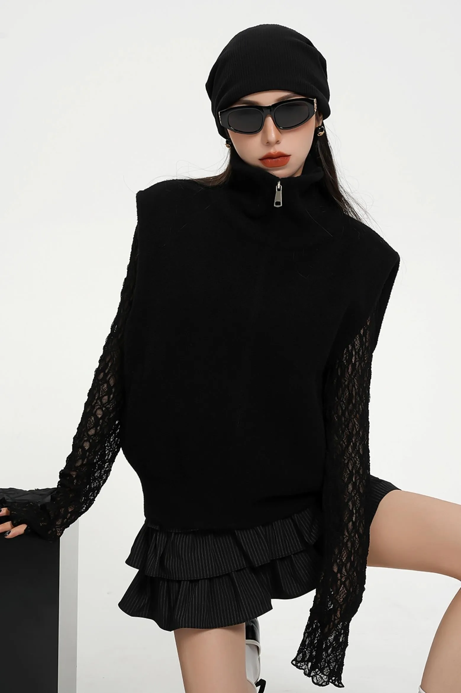 Gothic-Inspired Quarter-Zip Vest