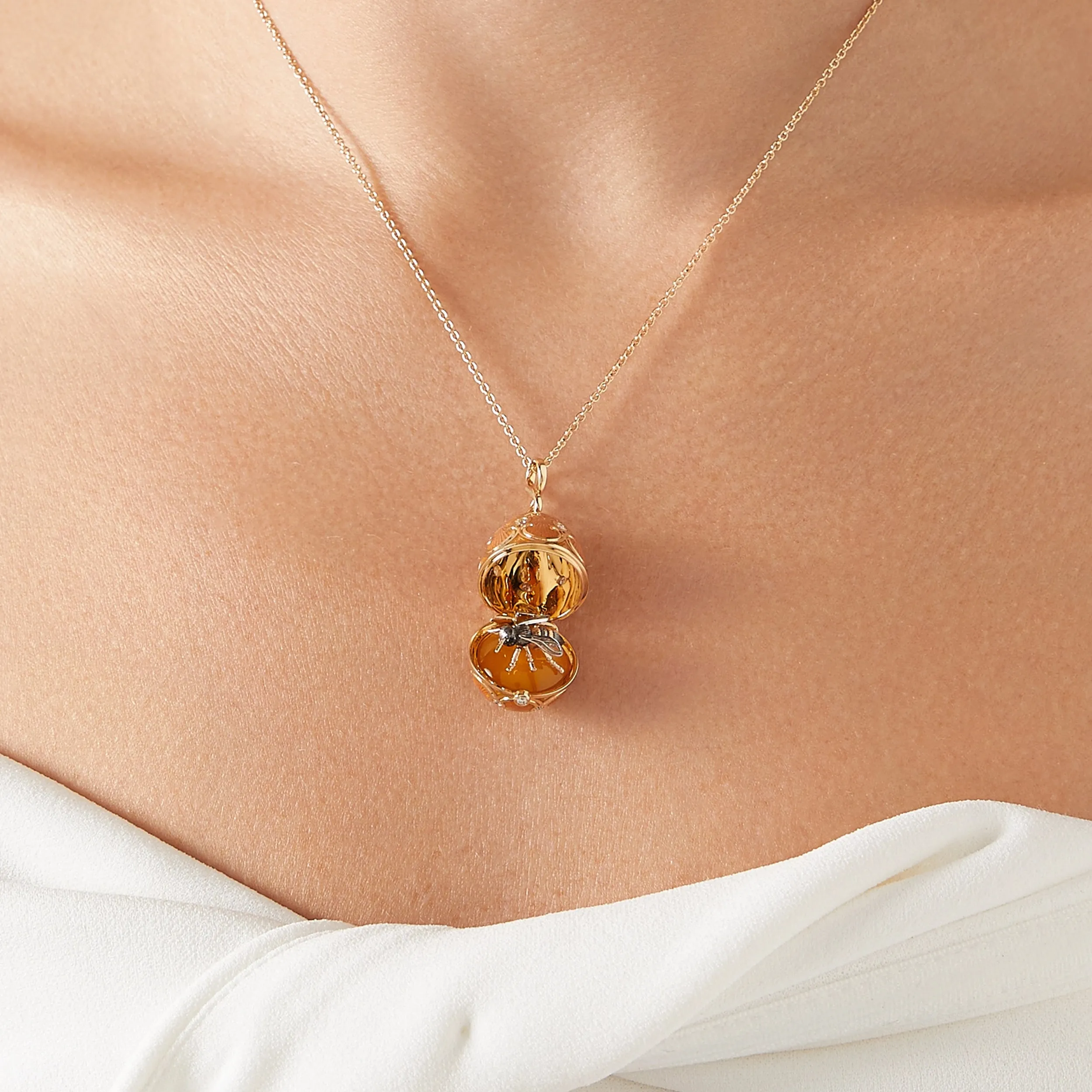 Guilloché Enamel Bee Surprise Locket