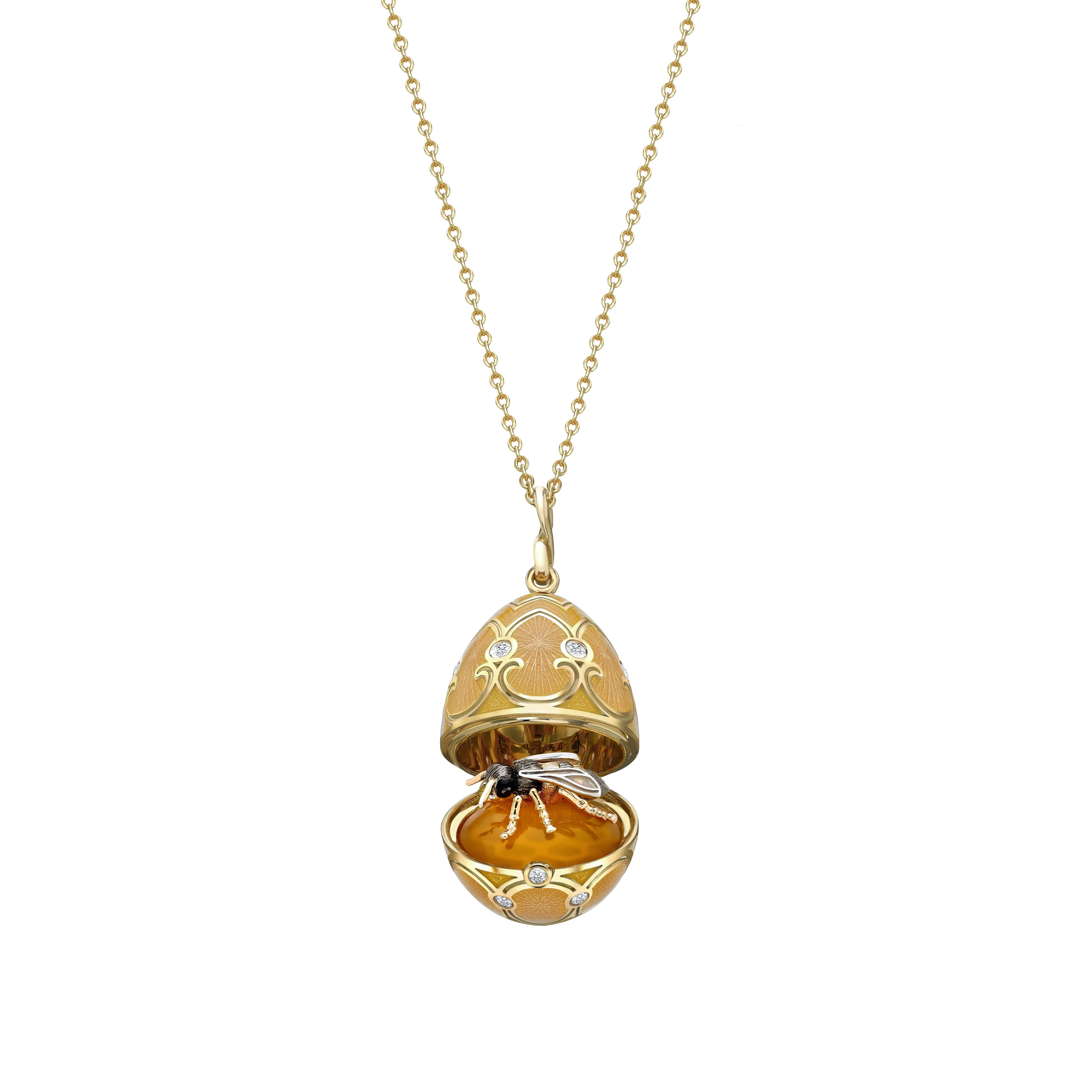Guilloché Enamel Bee Surprise Locket