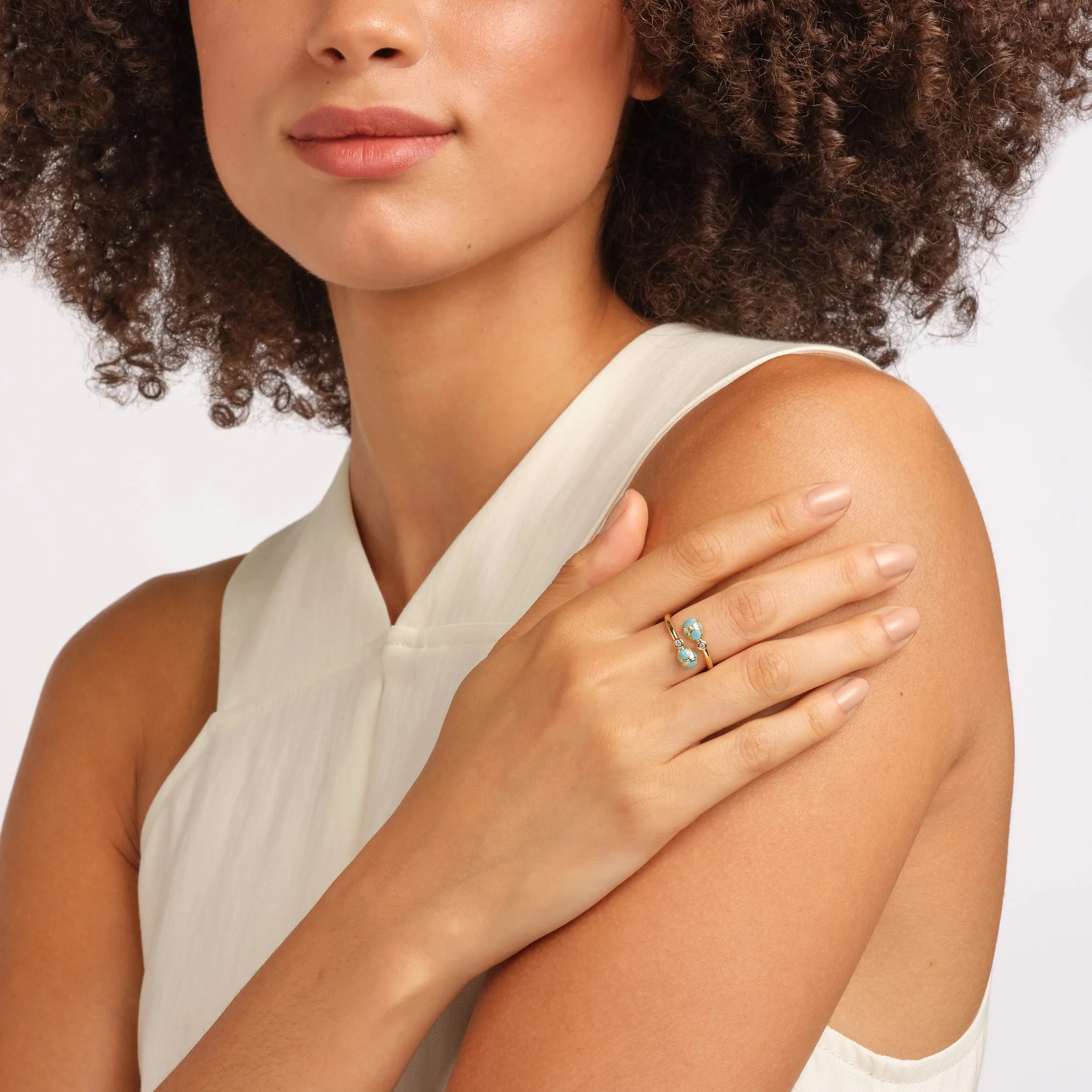 Guilloché Enamel Crossover Ring